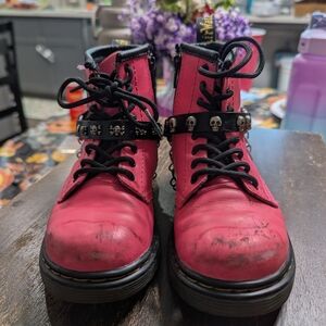Dr. Martens Pink Toddler Boots Size 10 W/ Custom Boot Straps